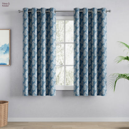 Blackout Digital Printed Pack Of 2 Curtain, Pale Blue
