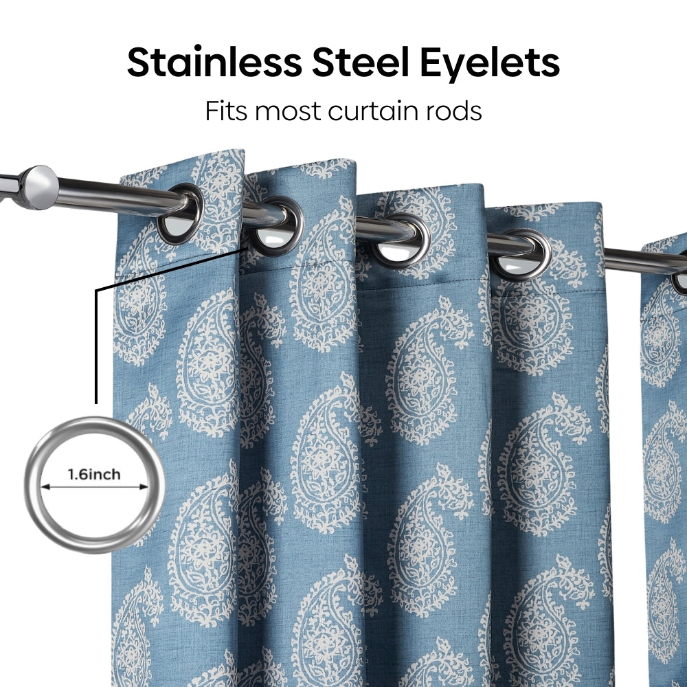 Blackout Digital Printed Pack Of 2 Curtain, Pale Blue