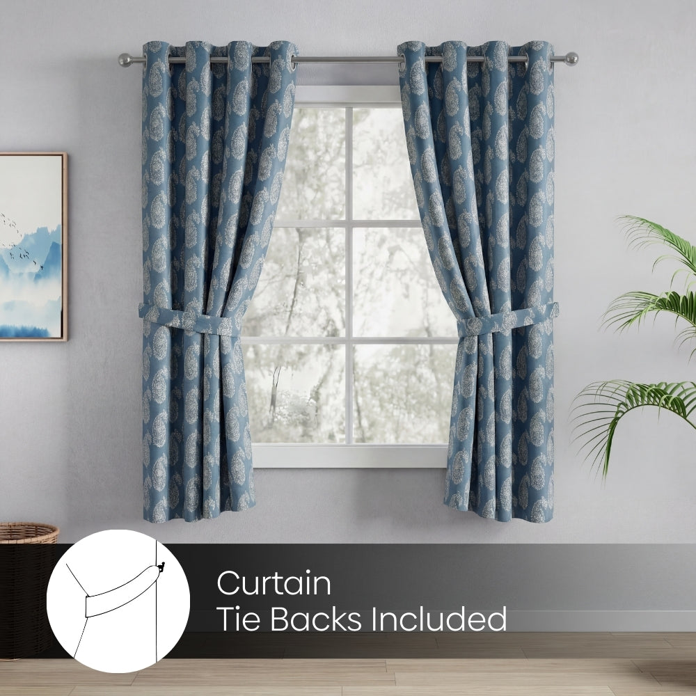 Blackout Digital Printed Pack Of 2 Curtain, Pale Blue