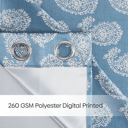 Blackout Digital Printed Pack Of 2 Curtain, Pale Blue