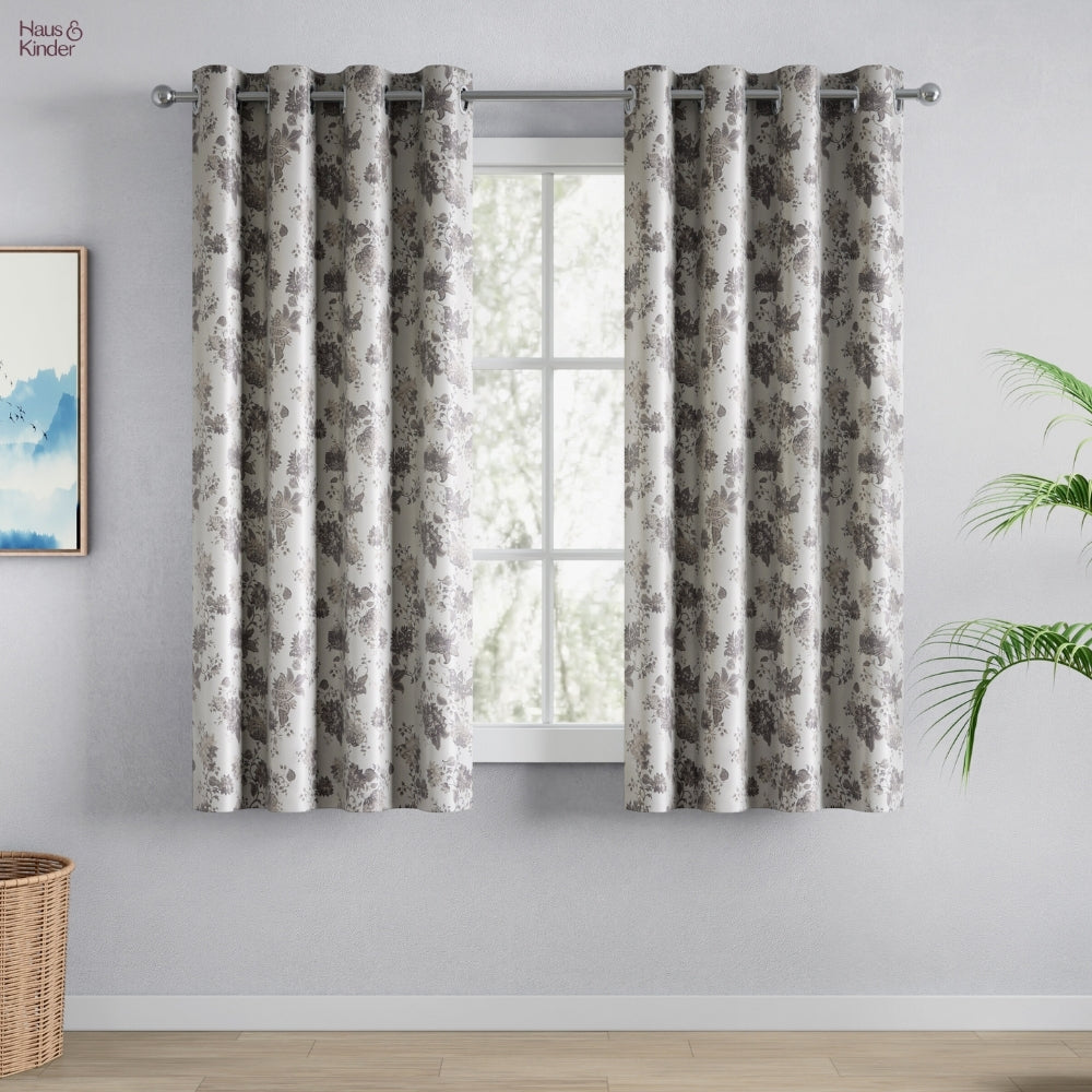Blackout Digital Printed Pack Of 2 Curtain Chateau Botanique, Ash