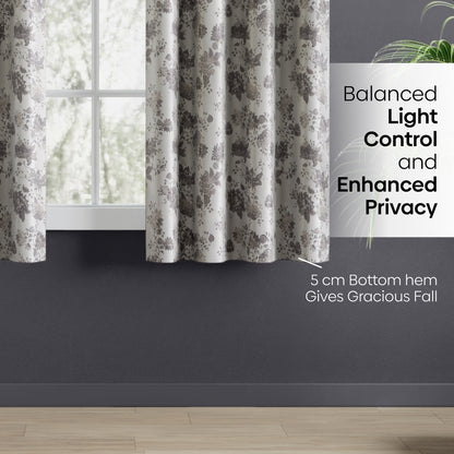 Blackout Digital Printed Pack Of 2 Curtain Chateau Botanique, Ash