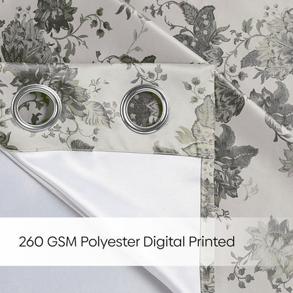 Blackout Digital Printed Pack Of 2 Curtain Chateau Botanique, Ash