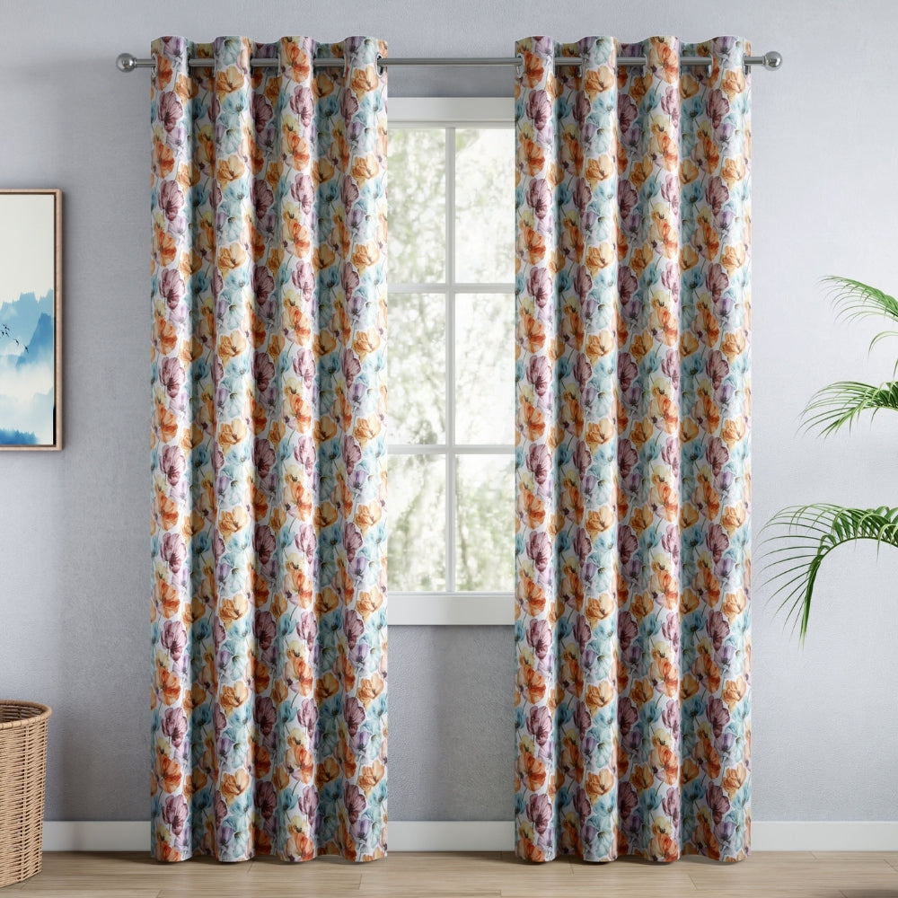 Royal Garden Blackout Printed Curtain Pack Of 2, Multicolor