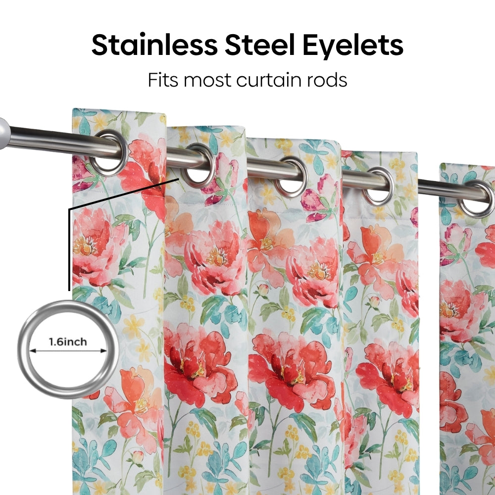 Bloom Symphony Blackout Printed Curtain Pack Of 2, Multicolor