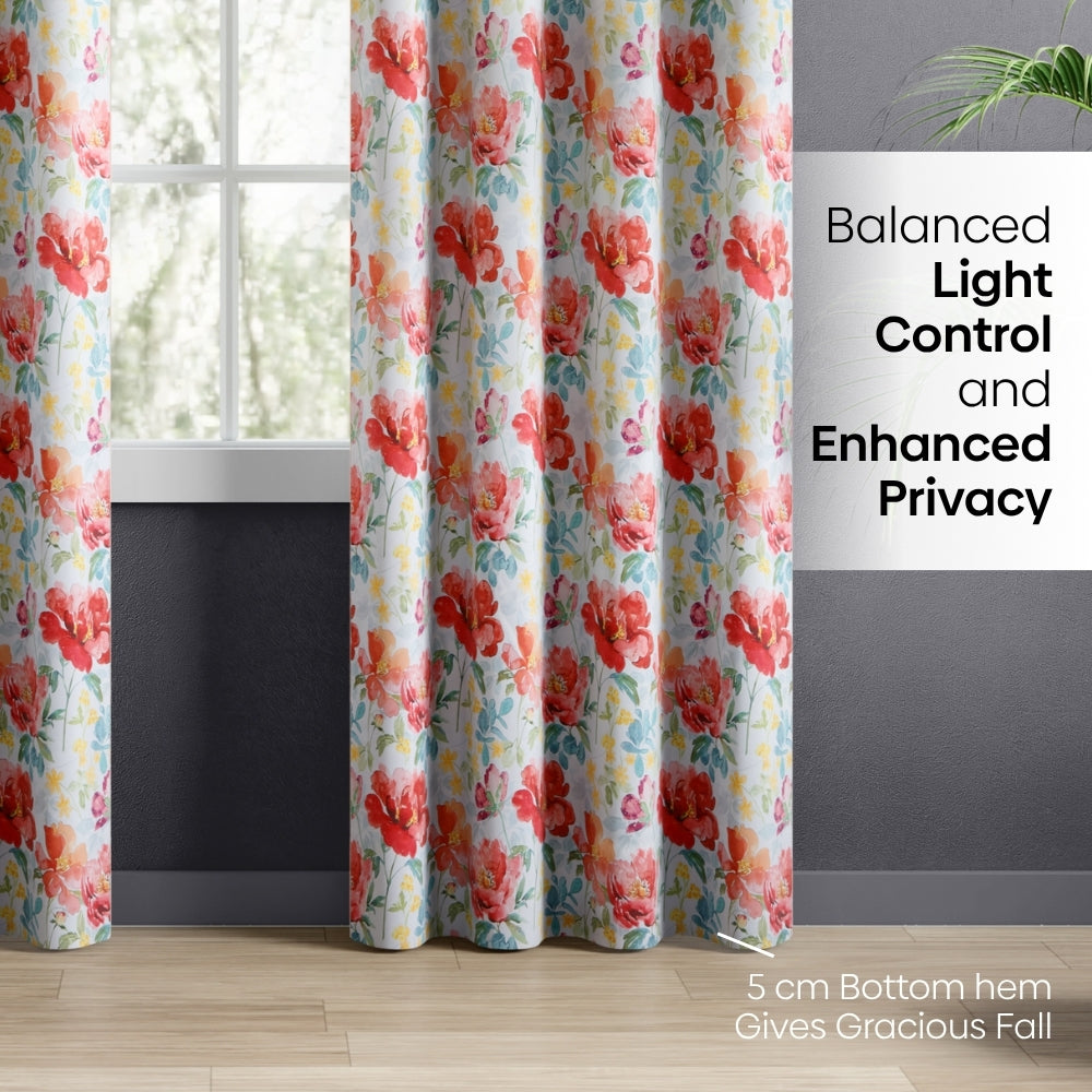 Bloom Symphony Blackout Printed Curtain Pack Of 2, Multicolor