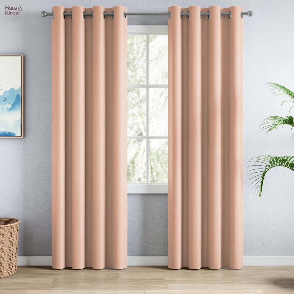 Blackout Solid Essential Drape Pack Of 2 Curtain, Peach