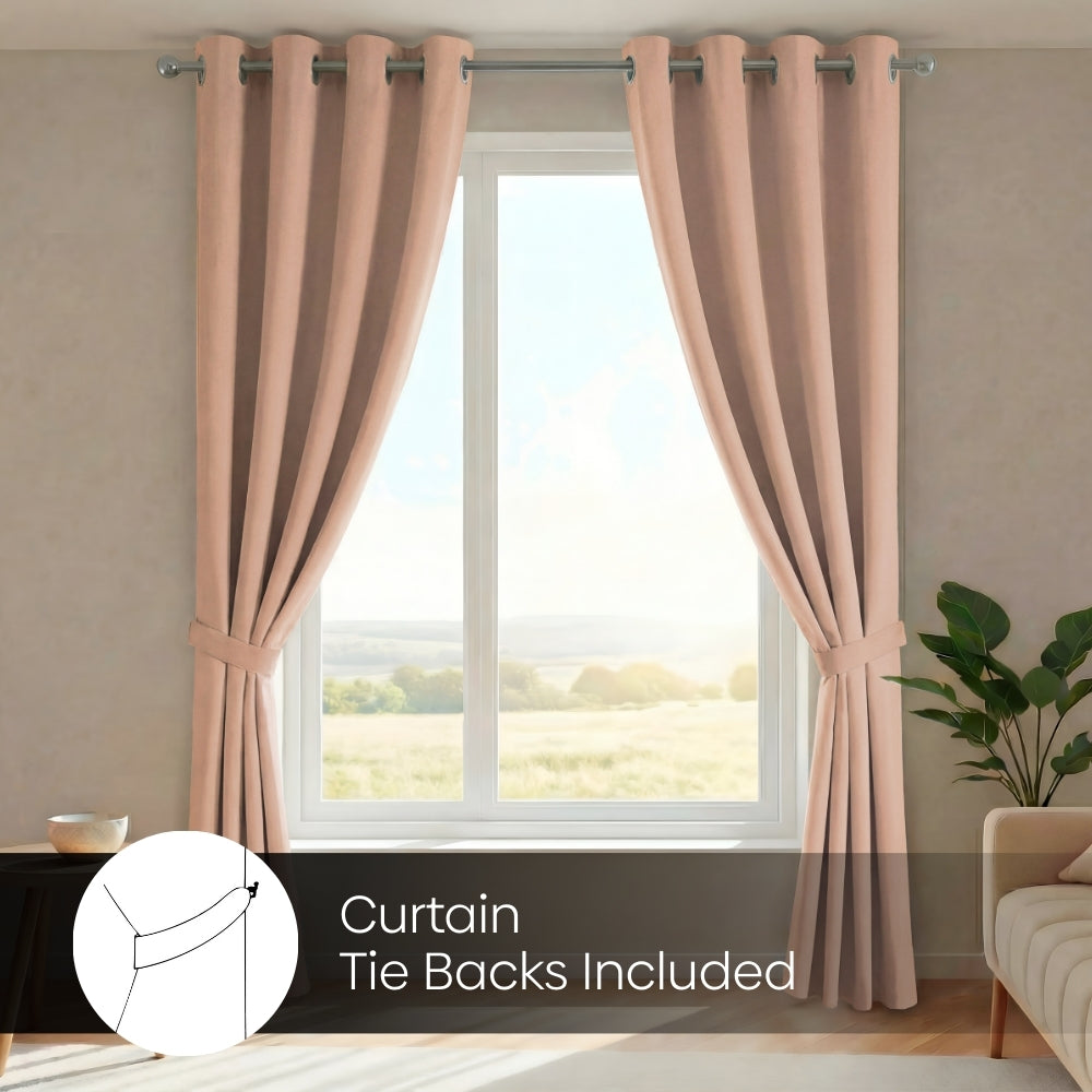 Blackout Solid Essential Drape Pack Of 2 Curtain, Peach