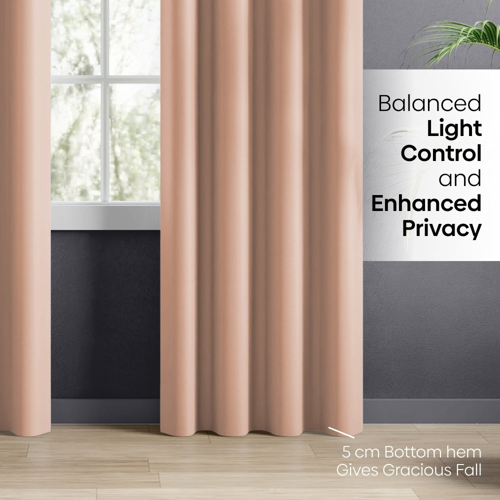 Blackout Solid Essential Drape Pack Of 2 Curtain, Peach