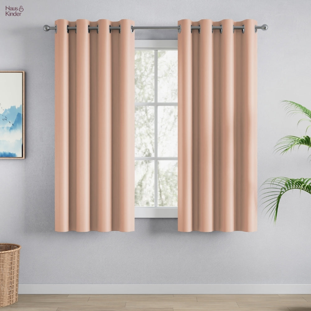 Blackout Solid Essential Drape Pack Of 2 Curtain, Peach