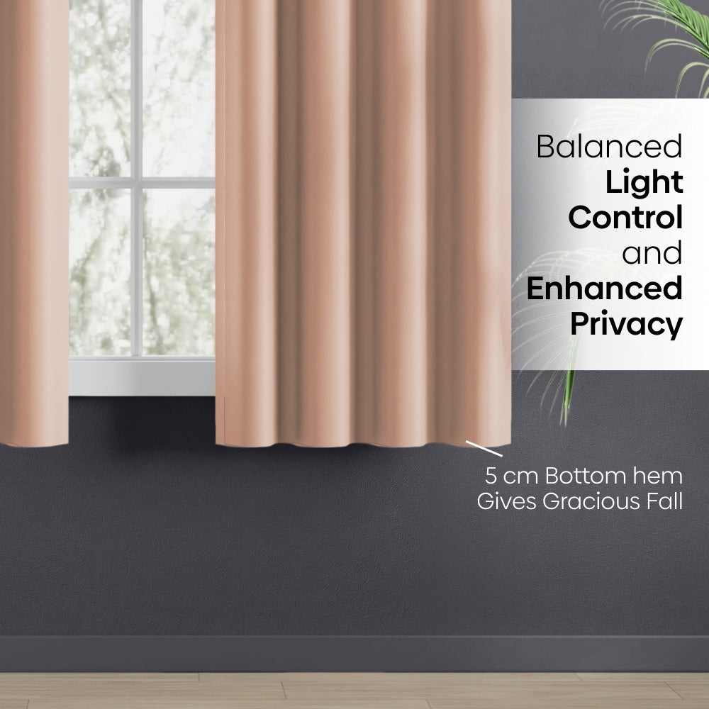 Blackout Solid Essential Drape Pack Of 2 Curtain, Peach