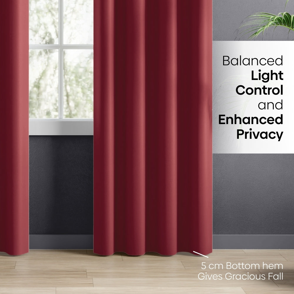 Blackout Solid Essential Drape Pack Of 2 Curtain, Crimson