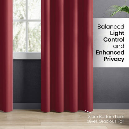 Blackout Solid Essential Drape Pack Of 2 Curtain, Crimson