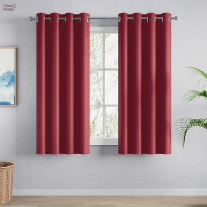 Blackout Solid Essential Drape Pack Of 2 Curtain, Crimson