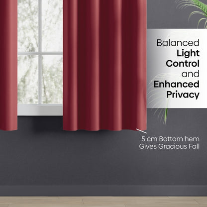 Blackout Solid Essential Drape Pack Of 2 Curtain, Crimson