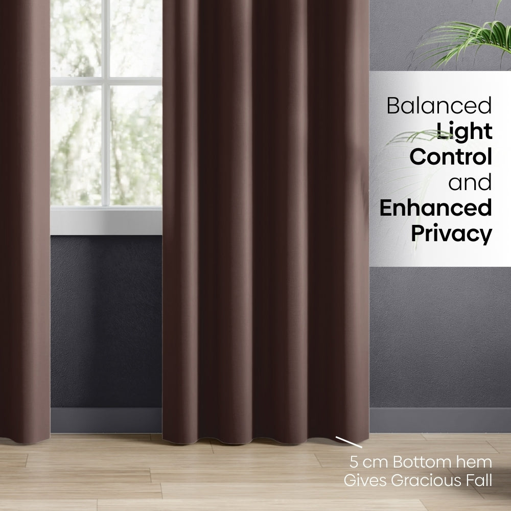 Blackout Solid Essential Drape Pack Of 2 Curtain, Mocha