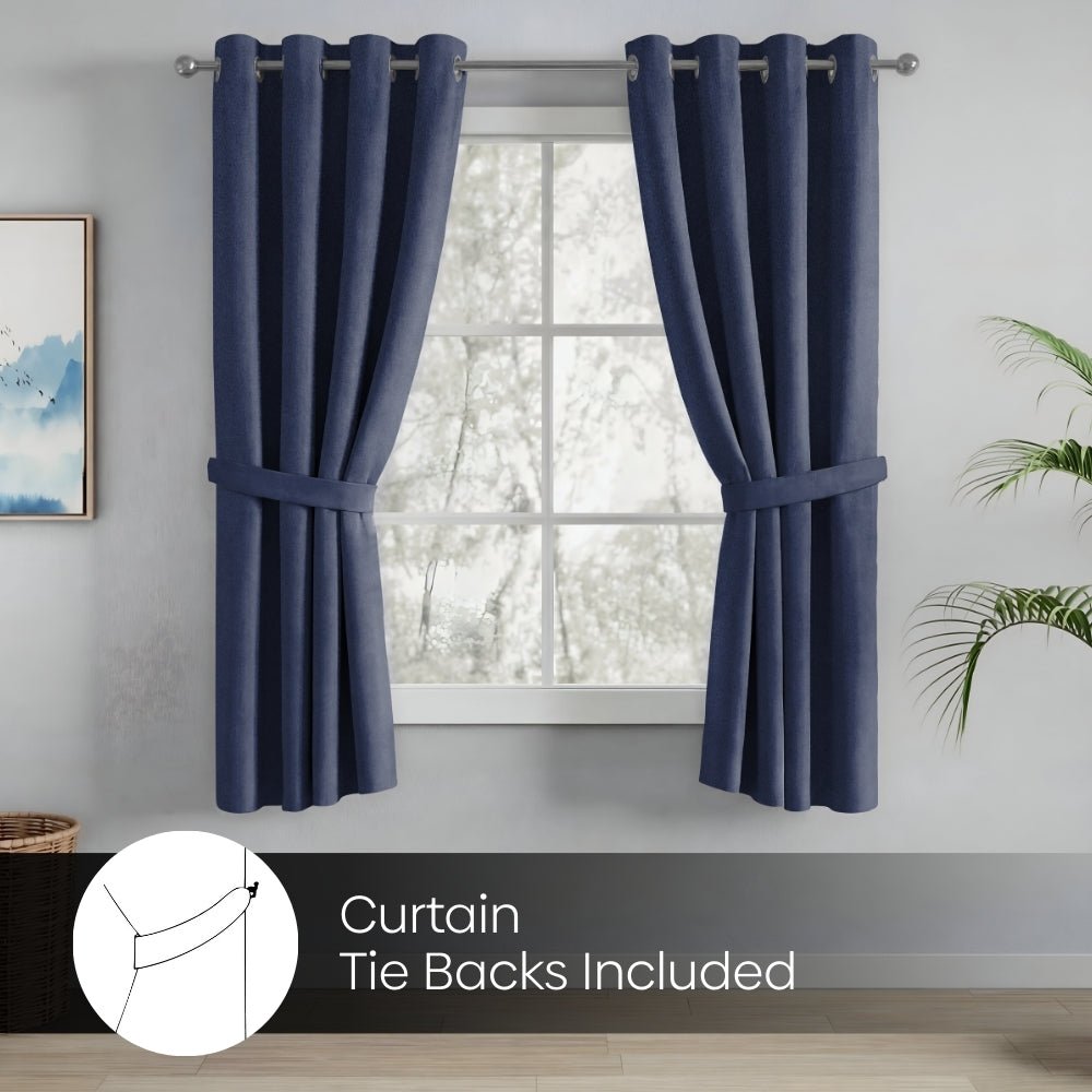 Blackout Solid Essential Drape Pack Of 2 Curtain, Navy - Blackout Curtains | haus & kinder