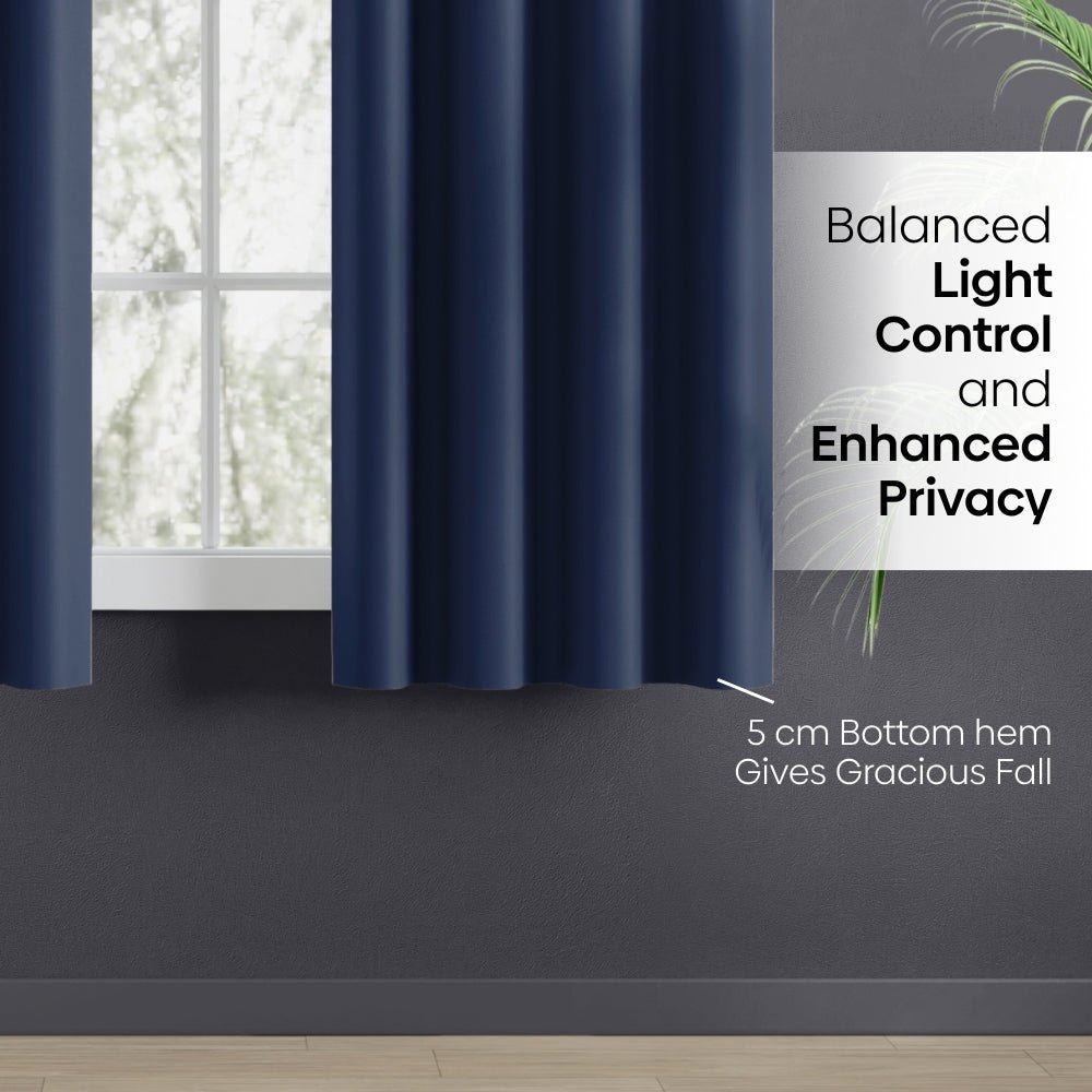 Blackout Solid Essential Drape Pack Of 2 Curtain, Navy - Blackout Curtains | haus & kinder