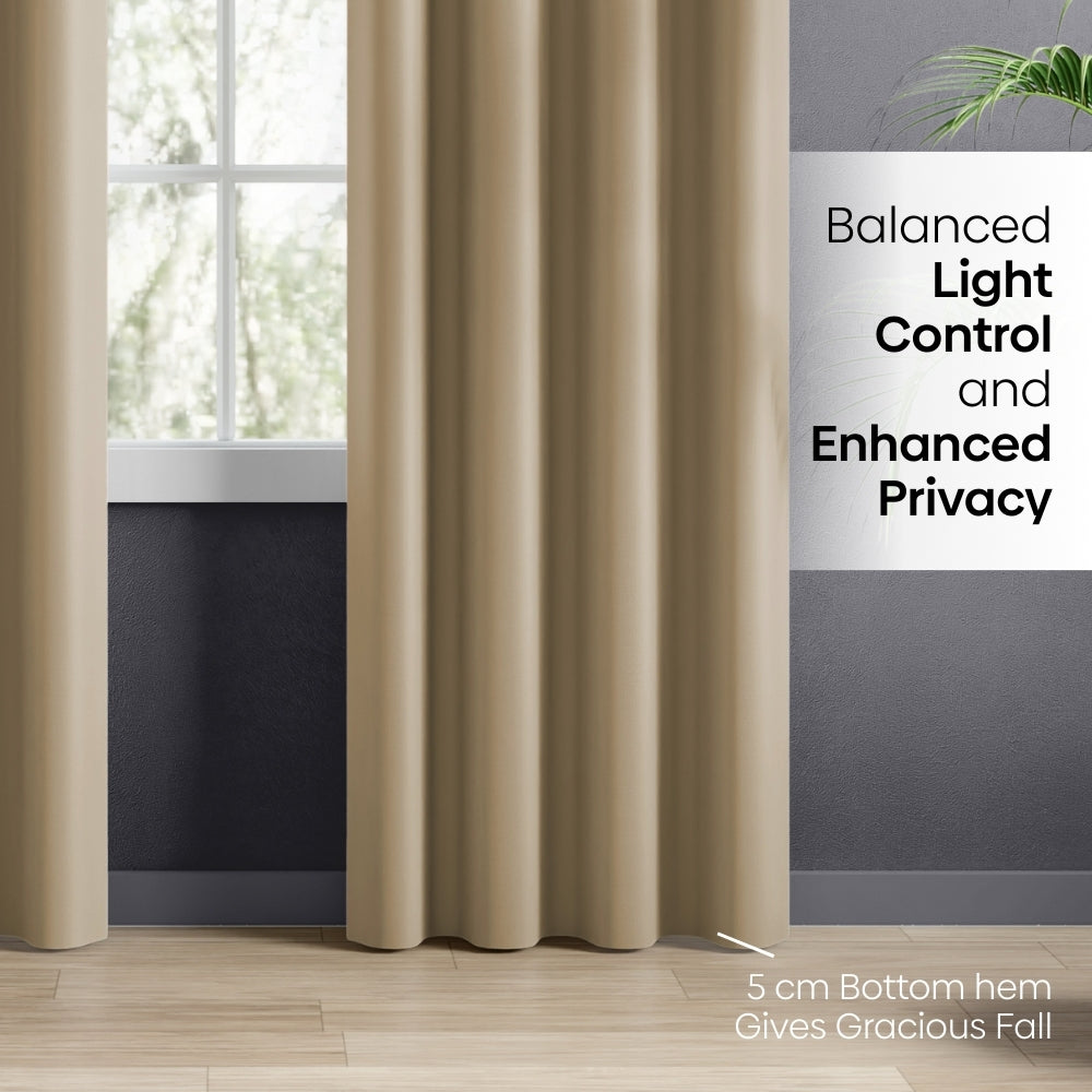 Blackout Solid Essential Drape Pack Of 2 Curtain, Beige