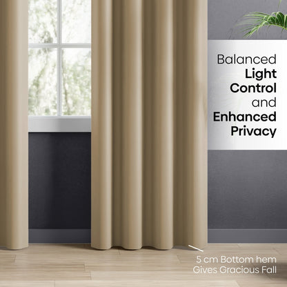 Blackout Solid Essential Drape Pack Of 2 Curtain, Beige