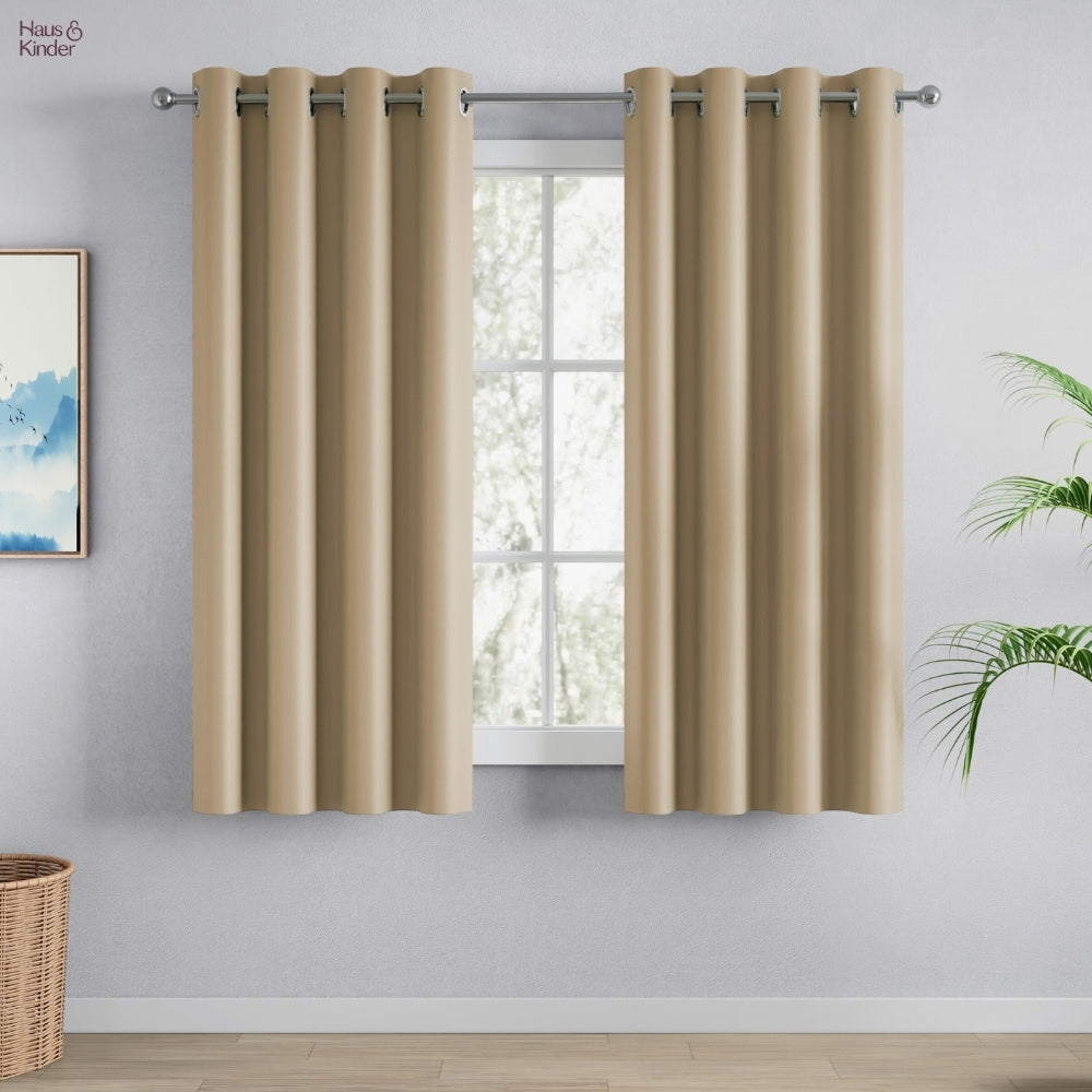 Blackout Solid Essential Drape Pack Of 2 Curtain, Beige