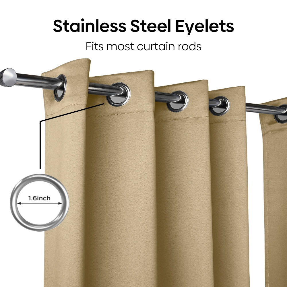 Blackout Solid Essential Drape Pack Of 2 Curtain, Beige