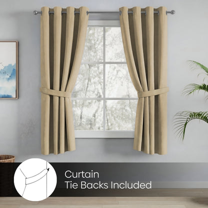 Blackout Solid Essential Drape Pack Of 2 Curtain, Beige