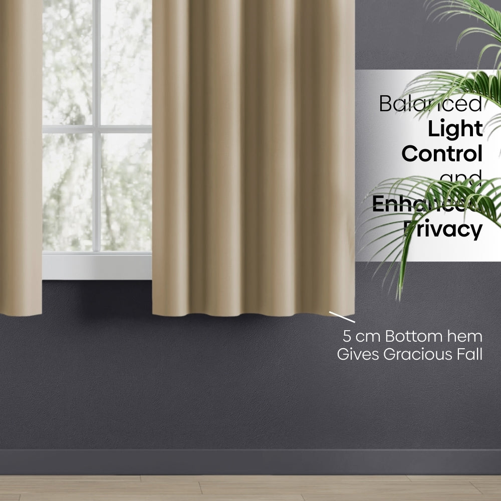 Blackout Solid Essential Drape Pack Of 2 Curtain, Beige