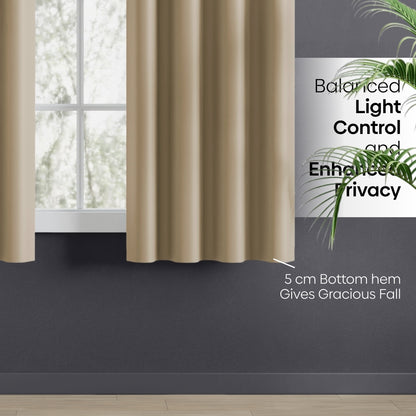 Blackout Solid Essential Drape Pack Of 2 Curtain, Beige