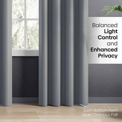 Blackout Solid Essential Drape Pack Of 2 Curtain, Cloud Grey