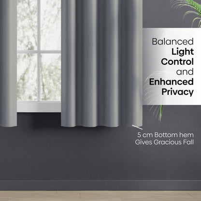 Blackout Solid Essential Drape Pack Of 2 Curtain, Cloud Grey