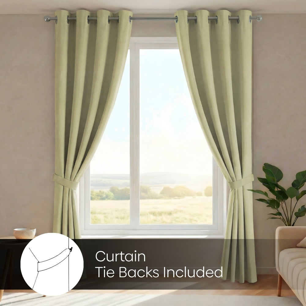 Blackout Solid Essential Drape Pack Of 2 Curtain, Pista Green