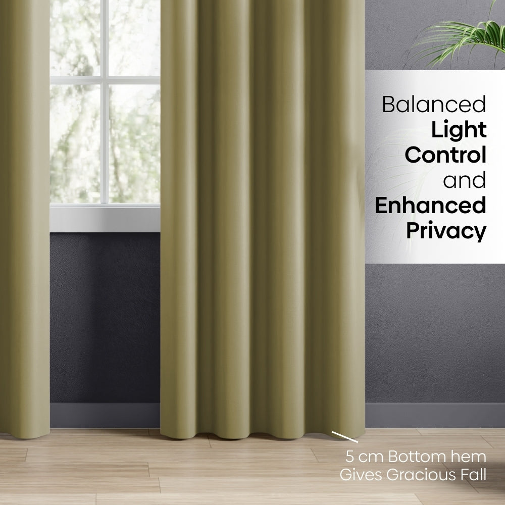 Blackout Solid Essential Drape Pack Of 2 Curtain, Pista Green