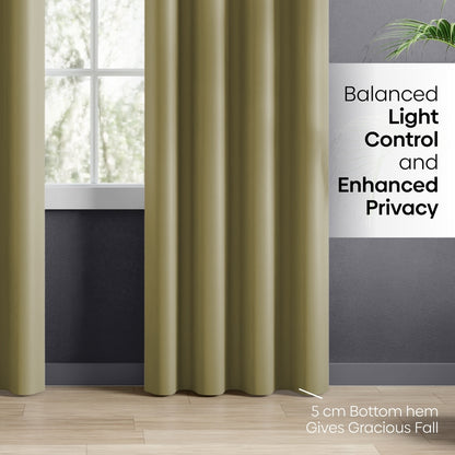 Blackout Solid Essential Drape Pack Of 2 Curtain, Pista Green