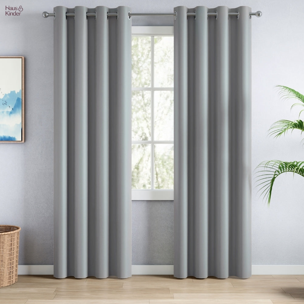 Blackout Solid Essential Drape Pack Of 2 Curtain, Ash Grey