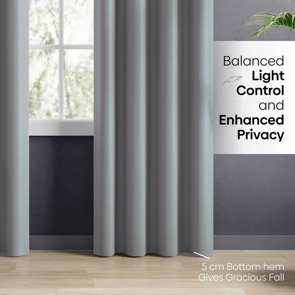 Blackout Solid Essential Drape Pack Of 2 Curtain, Ash Grey