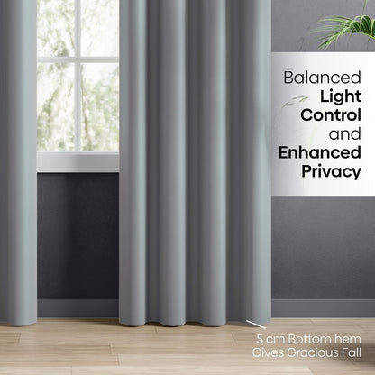 Blackout Solid Essential Drape Pack Of 2 Curtain, Ash Grey