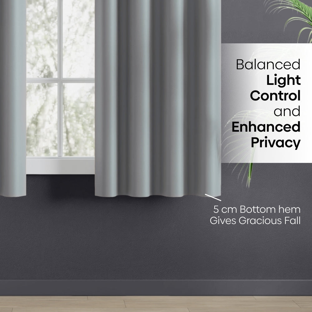 Blackout Solid Essential Drape Pack Of 2 Curtain, Ash Grey
