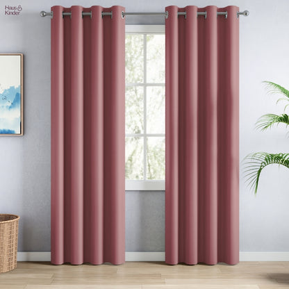 Blackout Solid Essential Drape Pack Of 2 Curtain, Rose