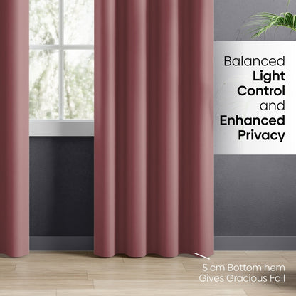 Blackout Solid Essential Drape Pack Of 2 Curtain, Rose