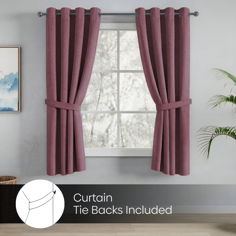 Blackout Solid Essential Drape Pack Of 2 Curtain, Rose