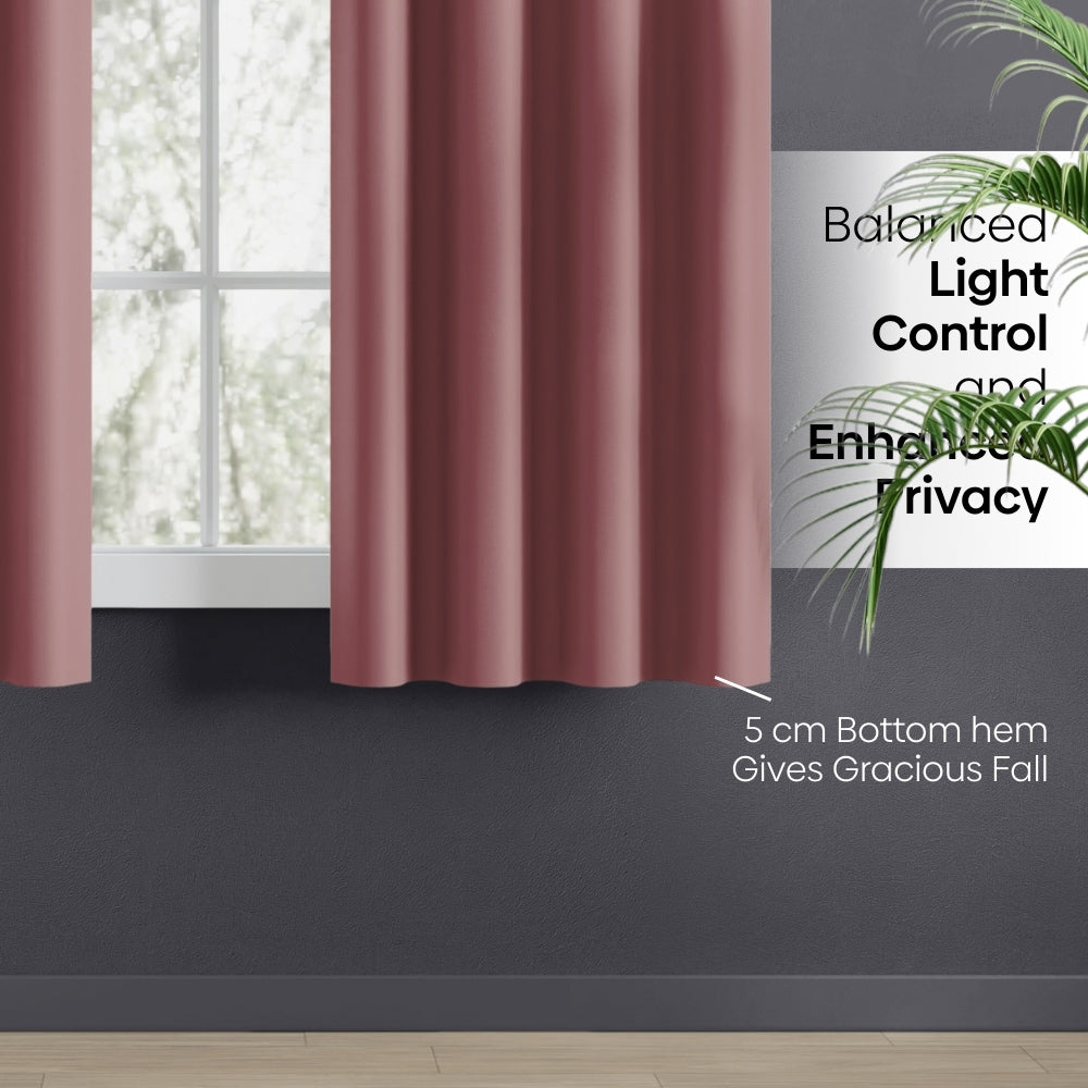 Blackout Solid Essential Drape Pack Of 2 Curtain, Rose