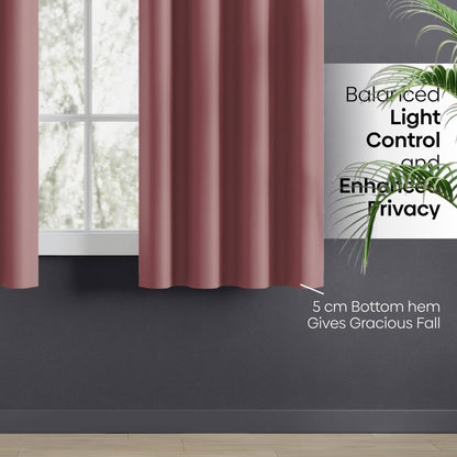 Blackout Solid Essential Drape Pack Of 2 Curtain, Rose