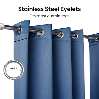 Blackout Solid Essential Drape Pack Of 2 Curtain, Chalk Blue