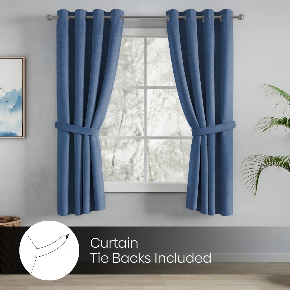 Blackout Solid Essential Drape Pack Of 2 Curtain, Chalk Blue