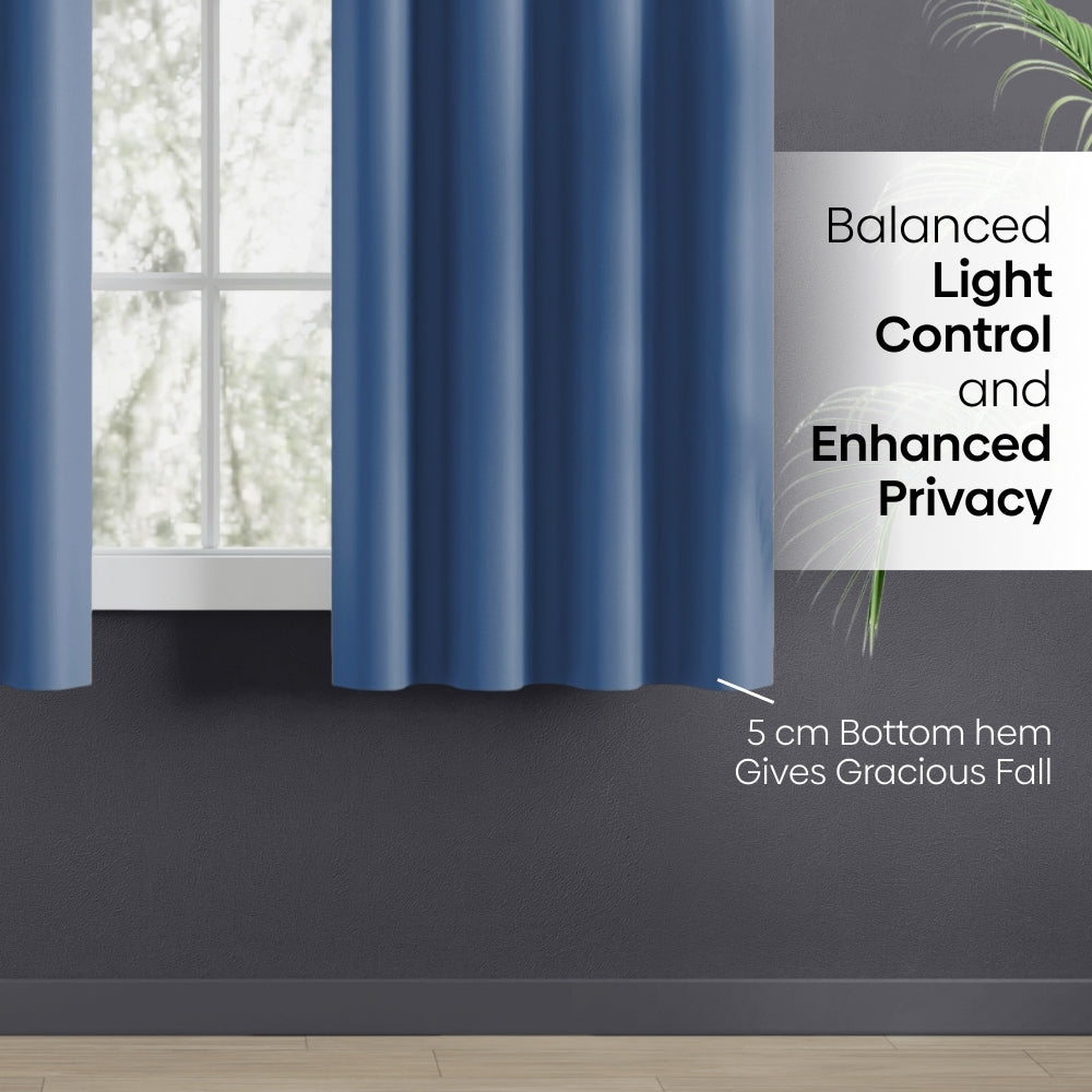 Blackout Solid Essential Drape Pack Of 2 Curtain, Chalk Blue