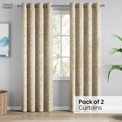 Cotton Printed Curtain Chalkflower, Beige