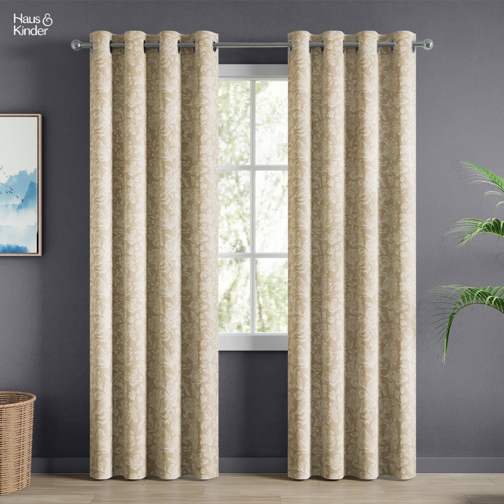 Cotton Printed Curtain Chalkflower, Beige