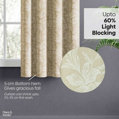 Cotton Printed Curtain Chalkflower, Beige