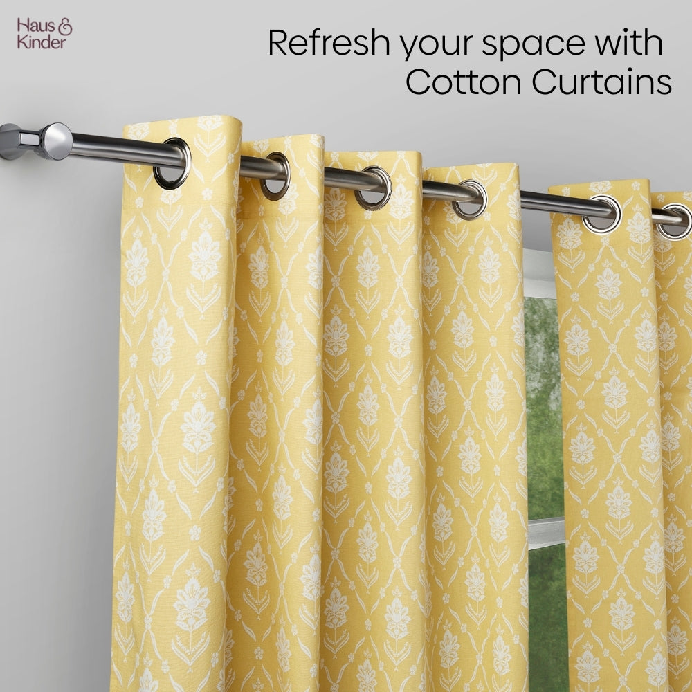 Cotton Printed Curtain Ochre Manor, Yellow